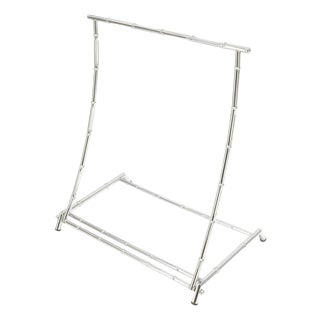 Mid Century Italian Modern Chrome Faux Bamboo Folding Collapsible Towel Rack For Sale
