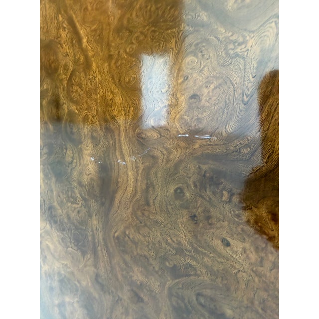 Vintage 1970’s Mastercraft Attributed Burlwood Armoire Cabinet With Etched Brass For Sale - Image 12 of 12