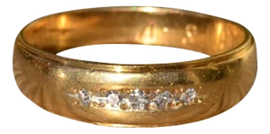 The Runestad: Men's Vintage Engraved Yellow Gold and Diamond Wedding Band