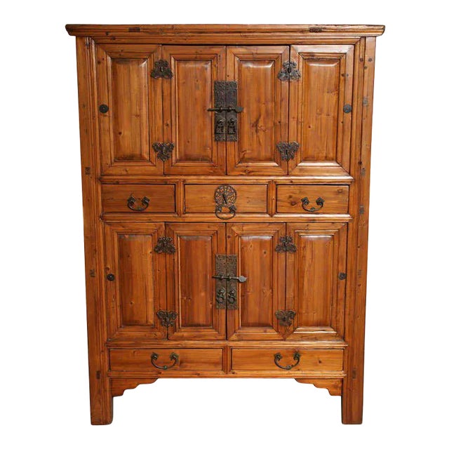 Large Late 19th Century Pine Cabinet With Original Butterfly Hardware From China For Sale