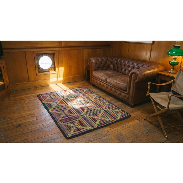 Great Multi Color With Prefect Dimensional Design American Hooked Rug For Sale - Image 10 of 12