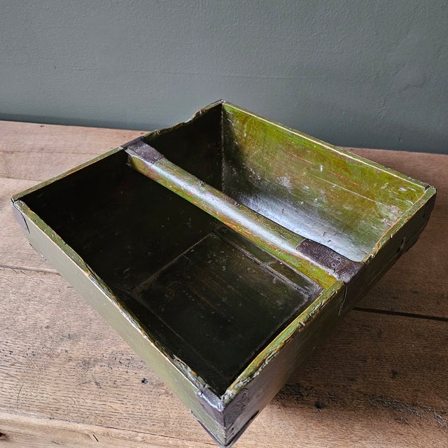 Antique Green Chinese Rice Basket With Iron Fittings For Sale - Image 4 of 6