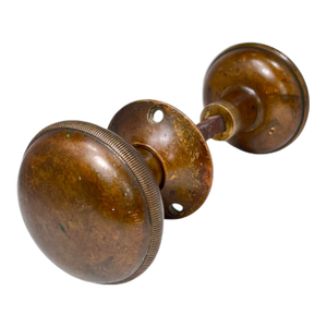 Early 1900s American Brass Door Knobs With Rosette. A Pair