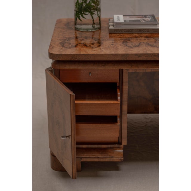 Burlwood Desk or Center Table, 1940s For Sale - Image 14 of 17