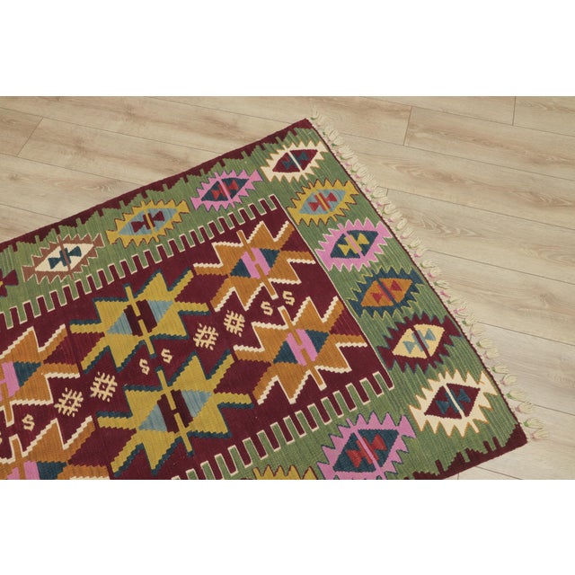 Textile 1970s Turkish Tribal Style Hand Knotted Oushak Kilim Rug For Sale - Image 7 of 13