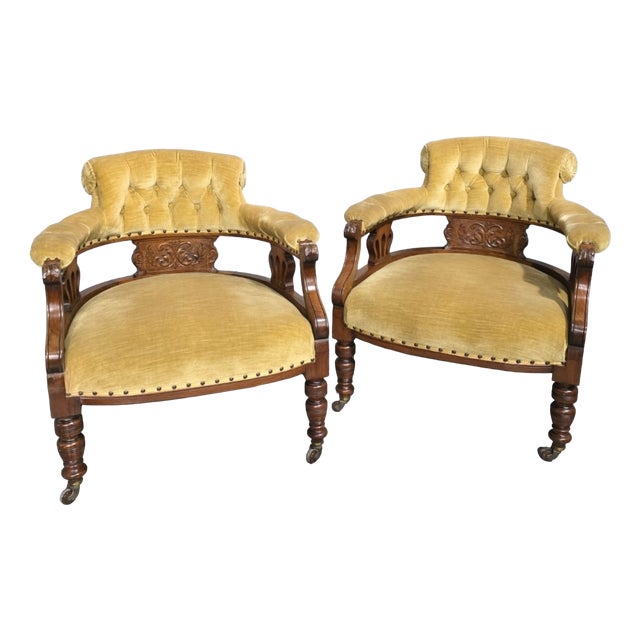 Antique Victorian Tub Chairs, 1880, Set of 2 For Sale