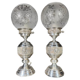 Filigree Lamps in Sterling Silver, 1950s, Set of 2 For Sale