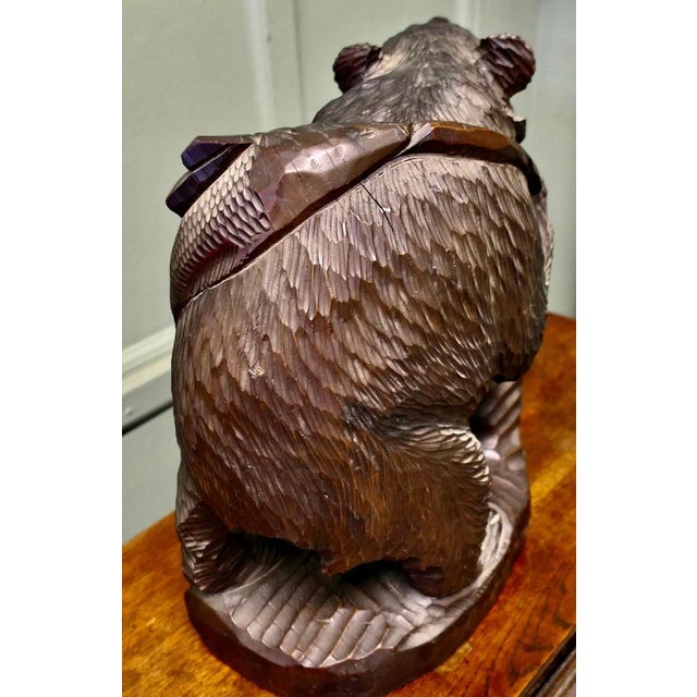 Large Edwardian Carved Linden Wood Bear, 1900 For Sale - Image 6 of 8