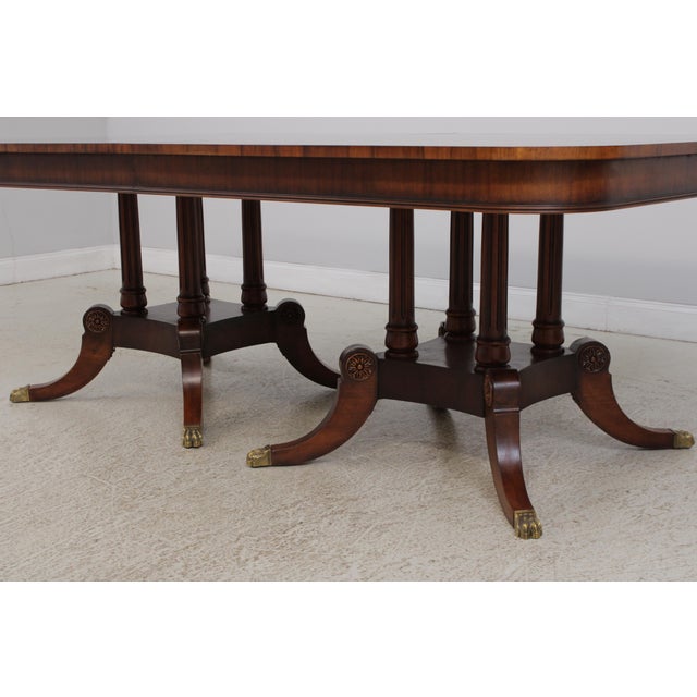 Henredon Mahogany Double Pedestal Inlaid Dining Table For Sale In Philadelphia - Image 6 of 17