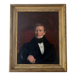 Monumental 19th C. Portrait Oil Painting of Gentleman For Sale