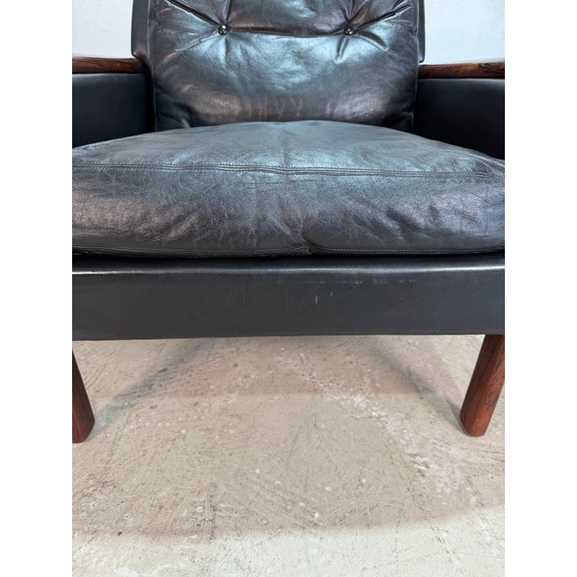 1960s Mid Century Bröderna Andersson Swedish Rosewood and Black Leather Lounge Chair For Sale - Image 11 of 12
