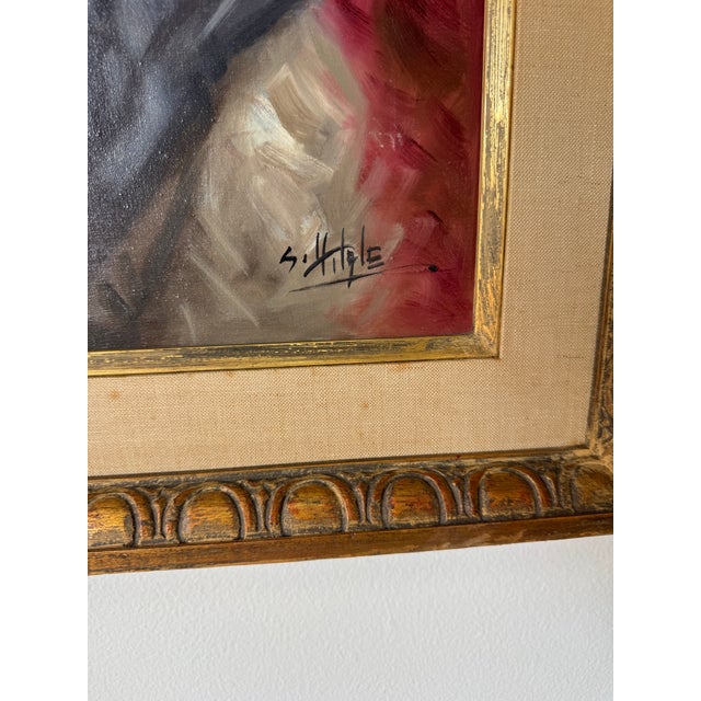 1960’s Vintage S. Hittle Girl and Boy Figurative Portrait Oil on Canvas Painting Framed For Sale - Image 9 of 12