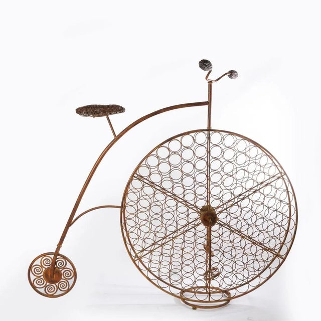 Mid-Century Modern Vintage High Wheel Bicycle Wine Rack For Sale - Image 3 of 8