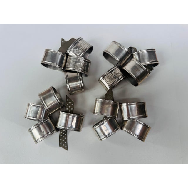 Metal Vintage Monsieur Madame Metal Napkin Rings - Set of 16 For Sale - Image 7 of 7