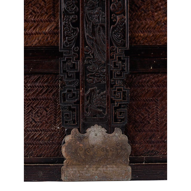 Antique 3 Three Tiered Wood & Bamboo Rattan Chinese Wedding Basket For Sale - Image 12 of 18