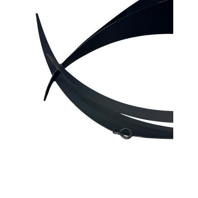 Vintage Curtis Jere 1990’s Abstract “Flight” Black Metal Wall Sculpture 50” For Sale - Image 9 of 9