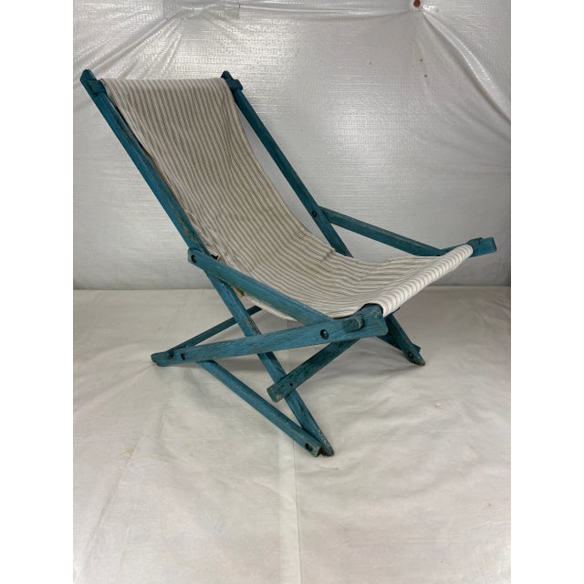 Antique Folding Wood Sling Chair For Sale - Image 10 of 10