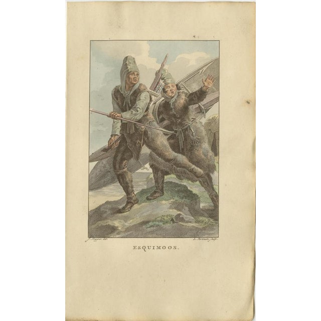 Paper Jaques Kuyper, Inuit Hunters, Hand-Colored Print, 1805 For Sale - Image 7 of 9