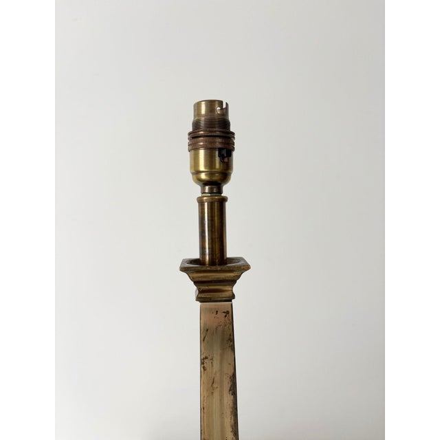 Patinated Brass Column Lamp, Britain, 1940s For Sale - Image 4 of 8