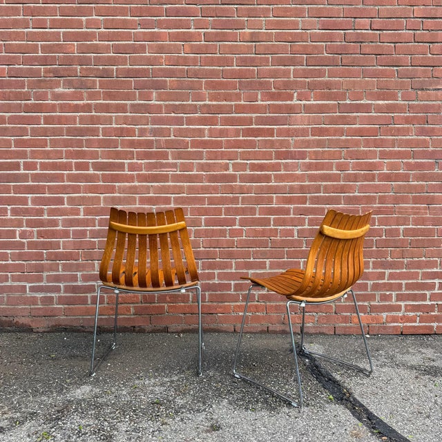 Mid-Century Modern Mid 20th Century Pair of Attributed Hans Brattrud Teak Bentwood “Scandia” Chairs for Hove Mobler For Sale - Image 3 of 12