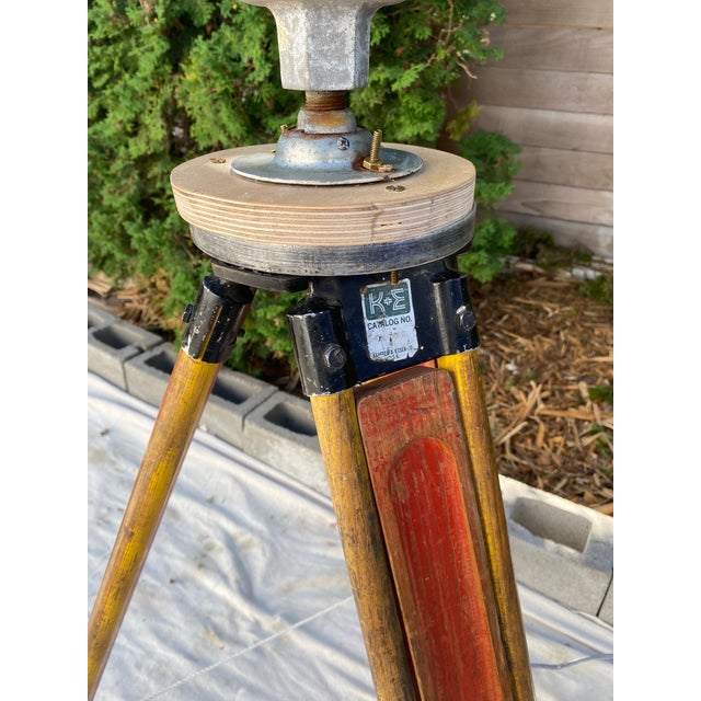 Vintage Holophane Glass Uplight Lamp on Keuffel & Esser Surveyor’s Tripod For Sale In Seattle - Image 6 of 10