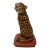 Antique Handmade Ceramic Spotted Cat Figure For Sale