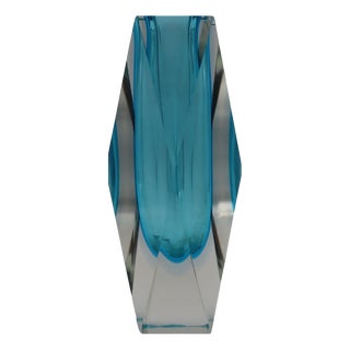 Blue Glass Vase by Flavio Poli for Seguso, Italy, 1980s For Sale