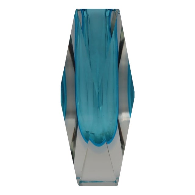 Blue Glass Vase by Flavio Poli for Seguso, Italy, 1980s For Sale