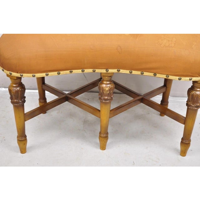 French Provincial Antique Joerns Bros French Provincial Kidney Bean 6 Leg Vanity Bench Stool For Sale - Image 3 of 10
