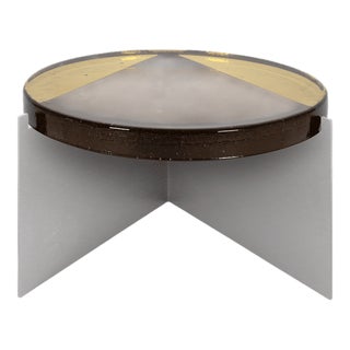 Alwa One Big Side Table with Amber Top & Brushed Stainless Steel Base by Sebastian Herkner for Pulpo For Sale