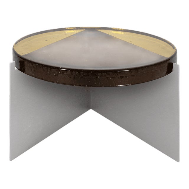 Alwa One Big Side Table with Amber Top & Brushed Stainless Steel Base by Sebastian Herkner for Pulpo For Sale