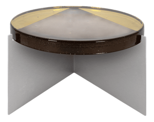 Alwa One Big Side Table with Amber Top & Brushed Stainless Steel Base by Sebastian Herkner for Pulpo
