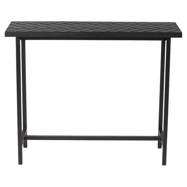 Metal Herringbone Tile Console Table in Black Steel by Warm Nordic For Sale - Image 7 of 7