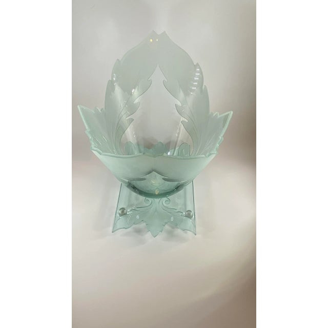 Contemporary 1990s Robert Guenther and George Luna Studio Art Glass Oval Bowl With Double Cut-Out Passion Leaf Design For Sale - Image 3 of 11