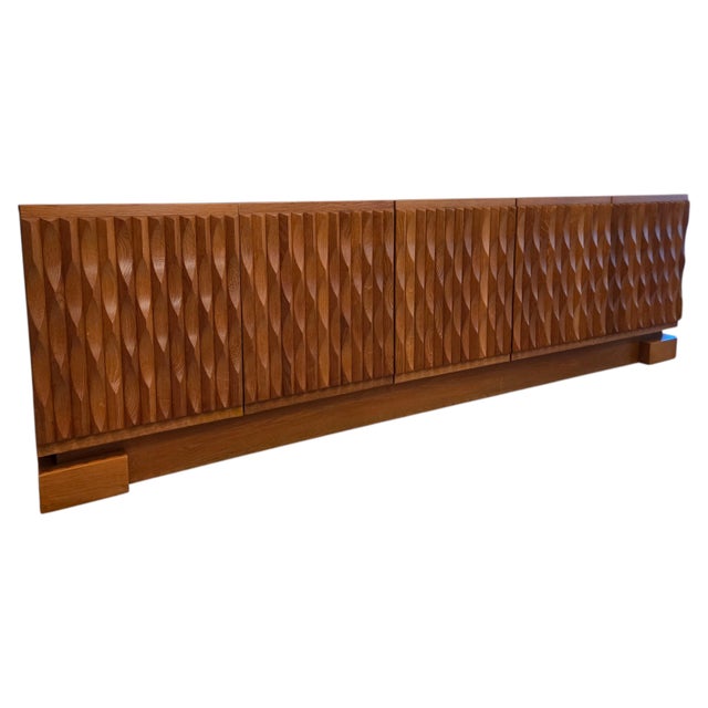 Large Brutalist Oak Sideboard from Aurora, 1975 For Sale - Image 16 of 16