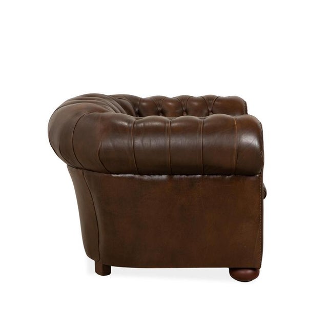 Chesterfield Chair in Brown Leather For Sale - Image 11 of 14