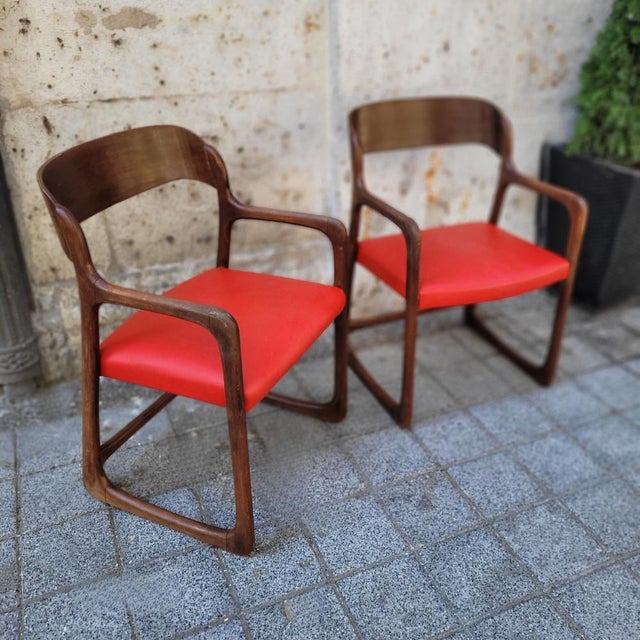 Mid-Century Modern Mid-Century Wooden Traineau Chairs from Baumann, France, 1960s, Set of 2 For Sale - Image 3 of 18