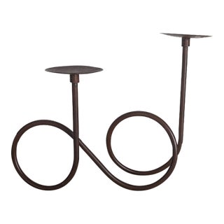 Vintage Double Loop Metal Candleholder For Sale