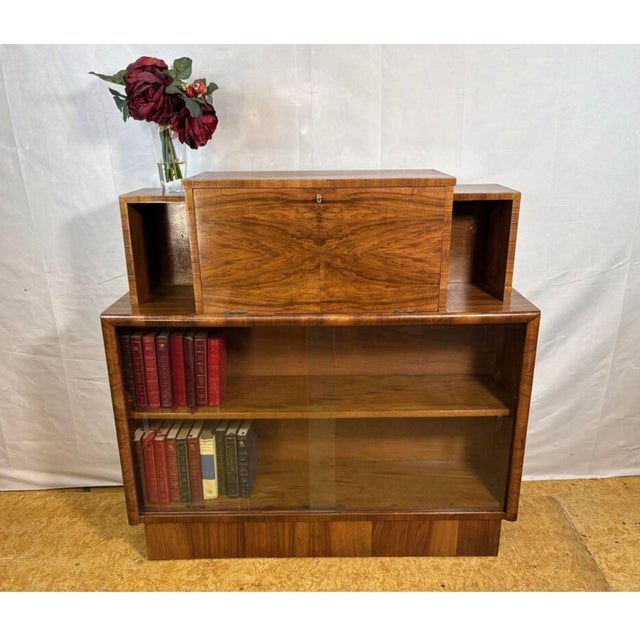 Vintage Art Deco Burr Walnut Display Cabinet, 1930s For Sale - Image 12 of 13