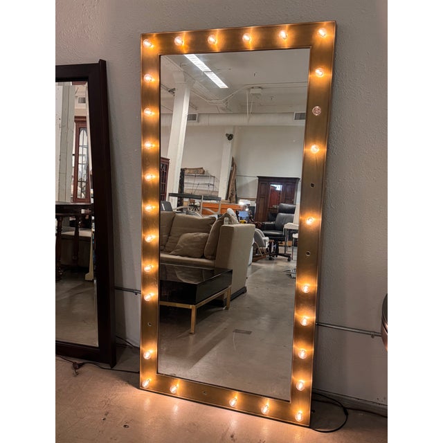 Restoration Hardware Illuminated Leaner Mirror in Aged Brass For Sale - Image 10 of 12