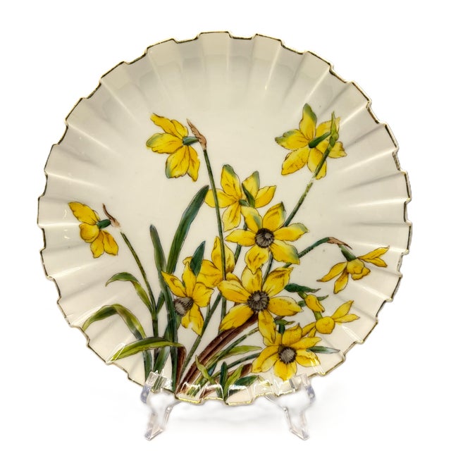 Ceramic Vintage and Antique Blue and Yellow Wall Plates - Set of 9 For Sale - Image 7 of 15