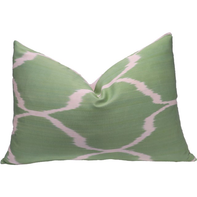Green Contemporary Handmade Luxury Silk Throw Pillow With Down Feather Insert For Sale - Image 8 of 8