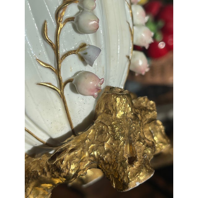 Antique Lily Flower Footed Vase / Planter by Moore Brothers For Sale - Image 9 of 9