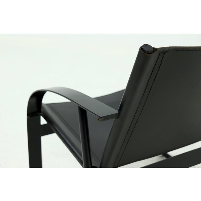 Metal Postmodern Saddle Leather and Steel Lounge Chair, 1980s For Sale - Image 7 of 15