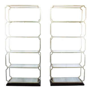Vintage Pair of Metal Etageres, Pair of Bookcases For Sale