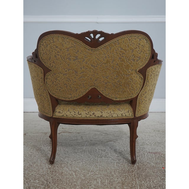 Pair French Louis XV Wide Seat Swan Carved Frame Occasional Chairs For Sale - Image 4 of 18