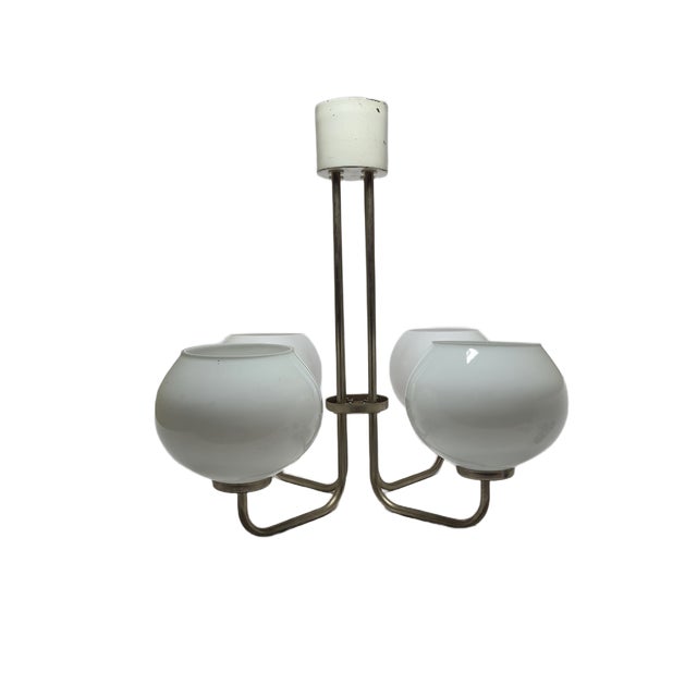 Postmodern Brass and Glass Chandelier, Poland, 1970s For Sale - Image 10 of 10