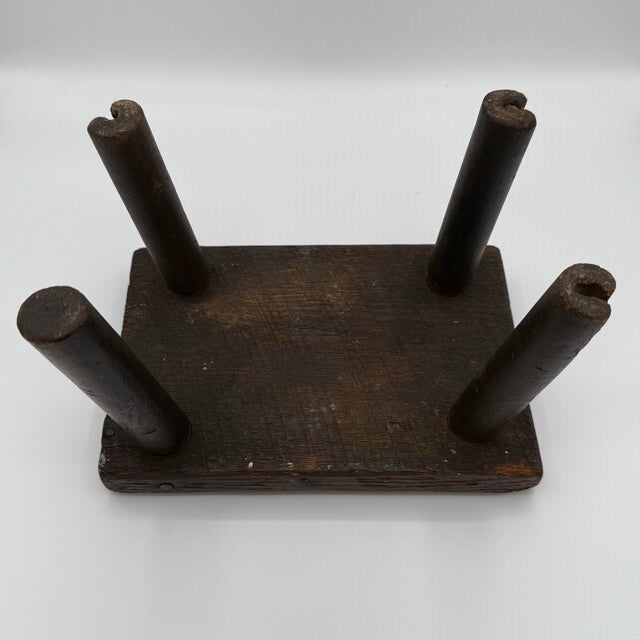 Farmhouse Primitive Farmhouse Bench/Wooden Stool/Decorative Riser, Dark Patina For Sale - Image 3 of 7