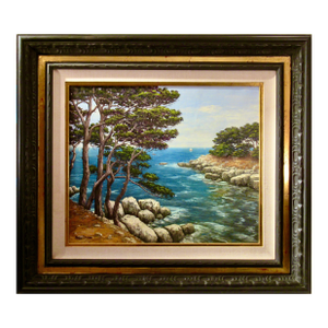Rene Dulieu Coastal Scene Of The French Riviera C. 1960 Painting