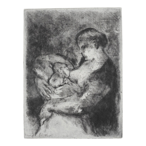 1930s István Szőnyi Nursing Mother & Child Etching